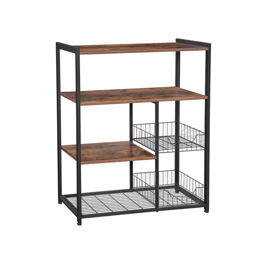 In And OutdoorMatch Keukenkast industrieel Gremeldo - Op wielen - Organizer - Met planken - 80x35x95cm Keuken Trolley