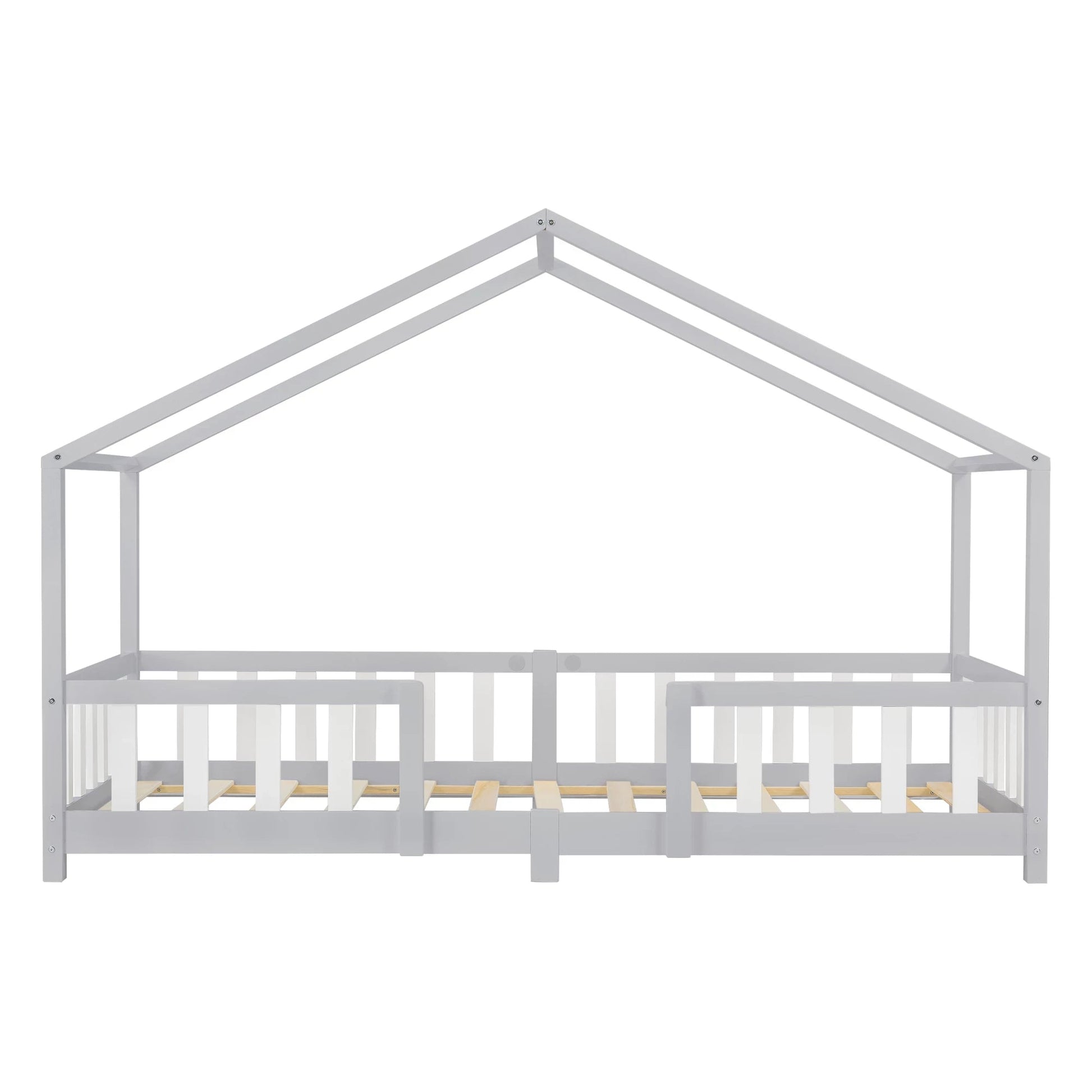 In And OutdoorMatch Kinderbed Dasia - Met valbeveiliging - 90x200 cm - Lichtgrijs en Wit - Voor meisjes - Voor jongens - Voor kinderen Kinder bedden