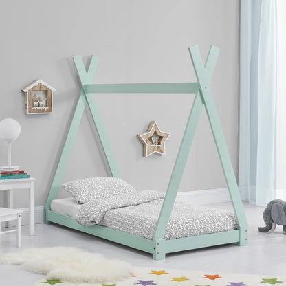 In And OutdoorMatch Kinderbed Michale - Tipi Bed - Grenen - Met lattenbodem - 70x140 cm - Mint - Voor meisjes - Voor jongens - Voor kinderen Kinder bedden