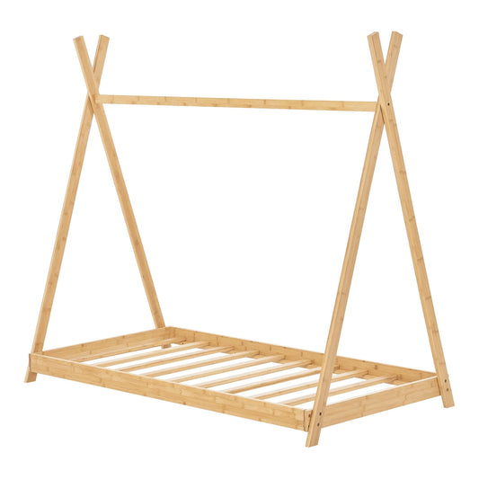 In And OutdoorMatch Kinderbed Peter - Tipi Bed - Bamboe - 90x200cm - Houtkleurig - Voor Meisjes - Voor Jongens - Snelle Montage Kinder bedden