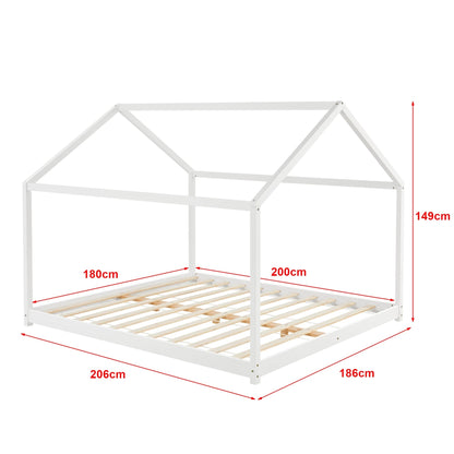 In And OutdoorMatch Kinderbed Sunny - Huisbed - Met Lattenbodem - 180x200cm - Wit - Snelle Montage bed twee personen