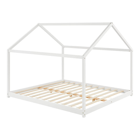 In And OutdoorMatch Kinderbed Sunny - Huisbed - Met Lattenbodem - 180x200cm - Wit - Snelle Montage bed twee personen