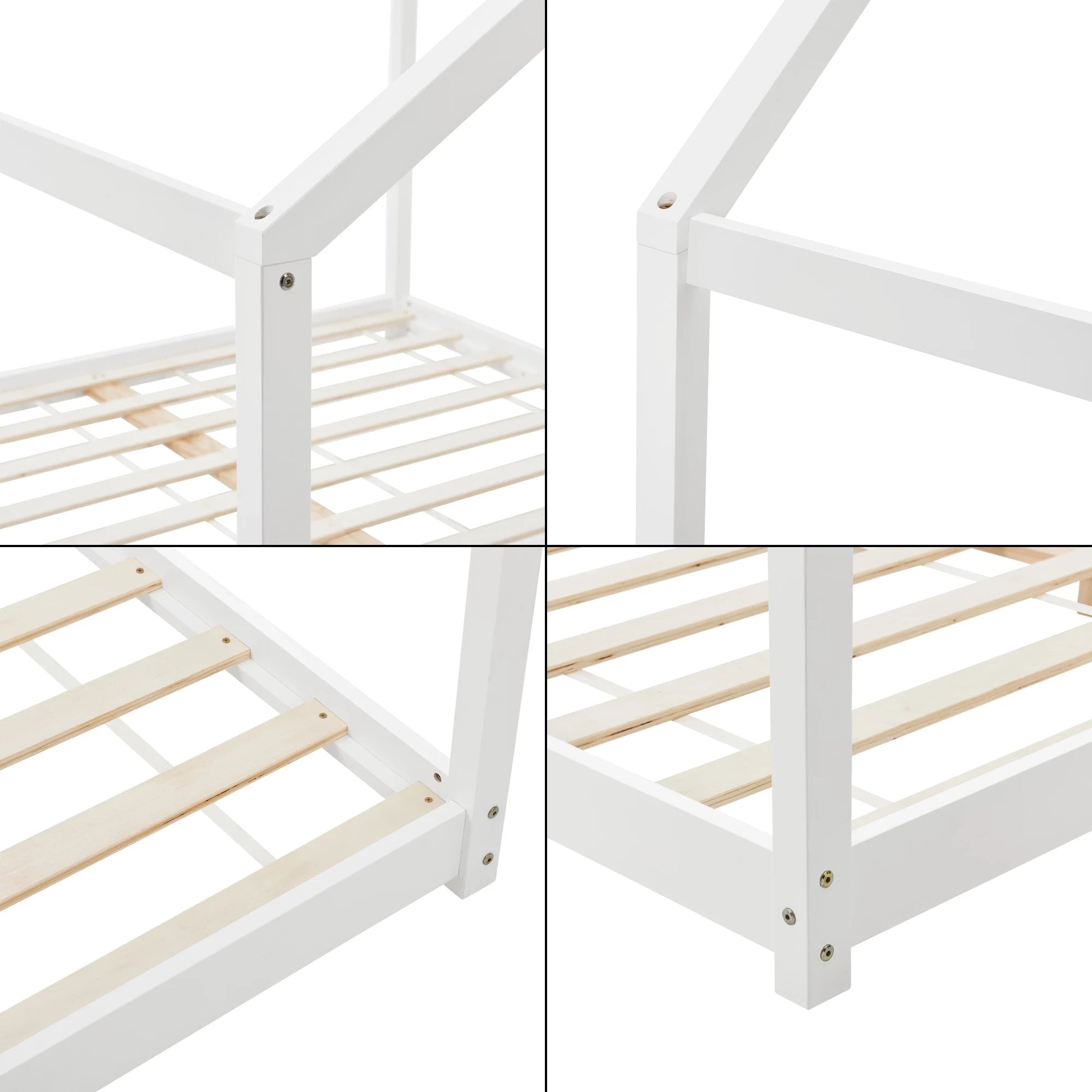 In And OutdoorMatch Kinderbed Vercoulen - Huisbed - Met Lattenbodem - 160x200cm - Wit - Snelle Montage bed twee personen