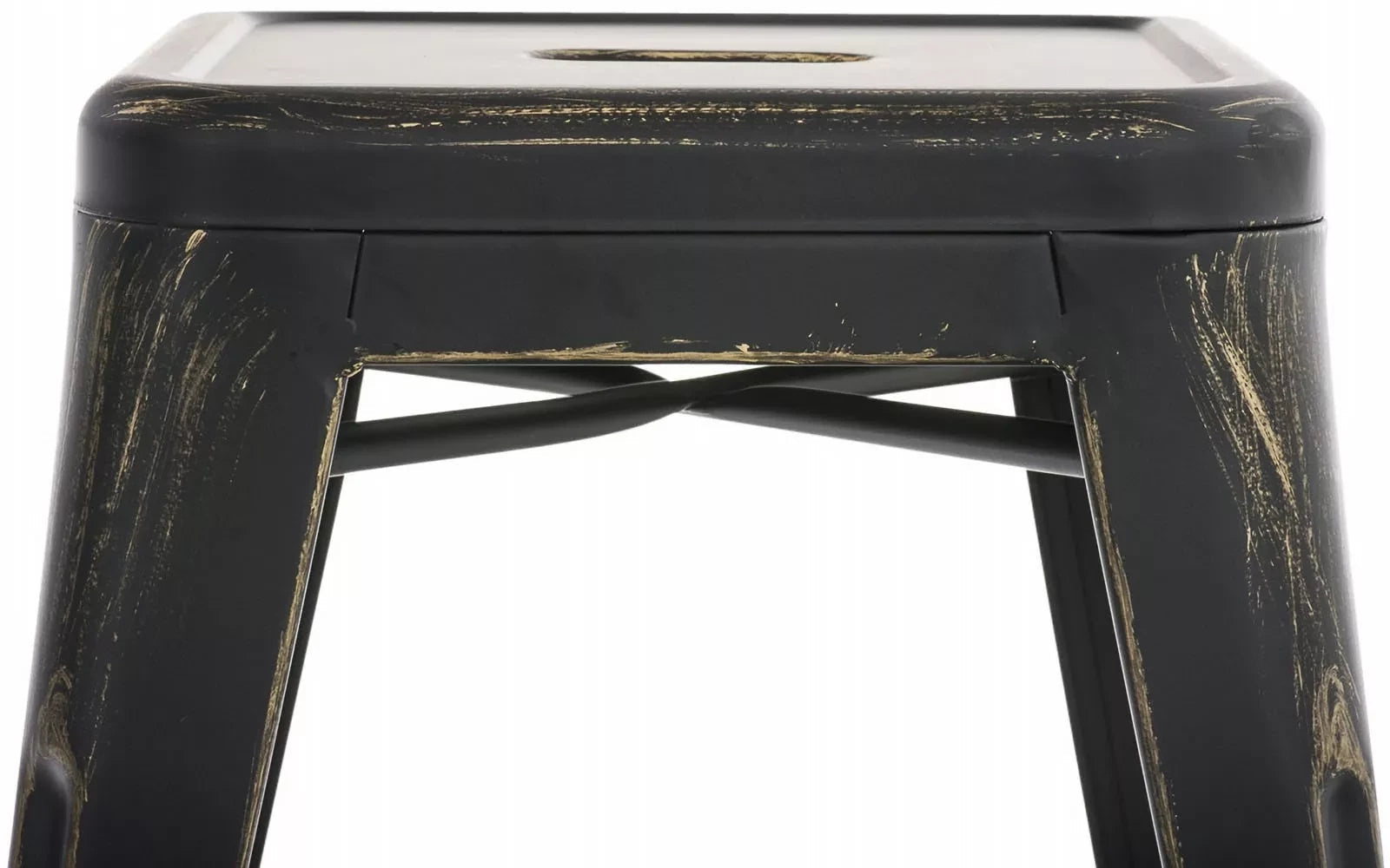 In And OutdoorMatch Kruk Tessie - zwart- metaal - vintage look - set van 4 - stapelbaar - zithoogte 46cm - industrieel stool