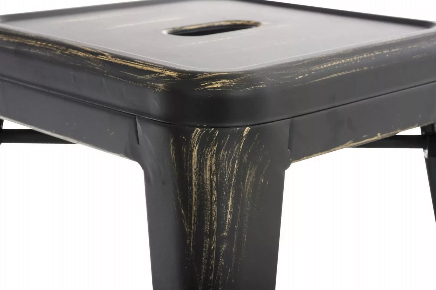 In And OutdoorMatch Kruk Tessie - zwart- metaal - vintage look - set van 4 - stapelbaar - zithoogte 46cm - industrieel stool