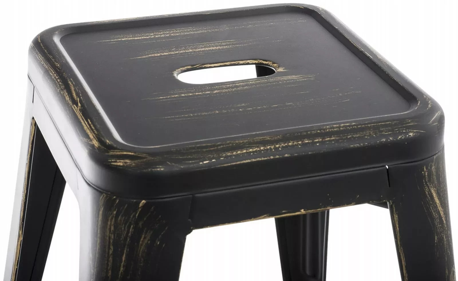 In And OutdoorMatch Kruk Tessie - zwart- metaal - vintage look - set van 4 - stapelbaar - zithoogte 46cm - industrieel stool
