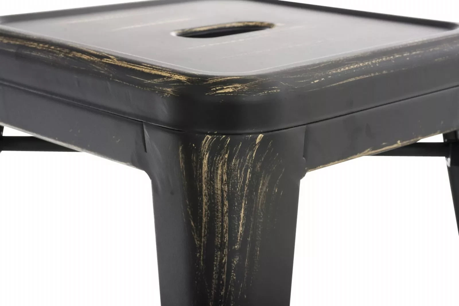In And OutdoorMatch Kruk Tessie - zwart- metaal - vintage look - set van 4 - stapelbaar - zithoogte 46cm - industrieel stool