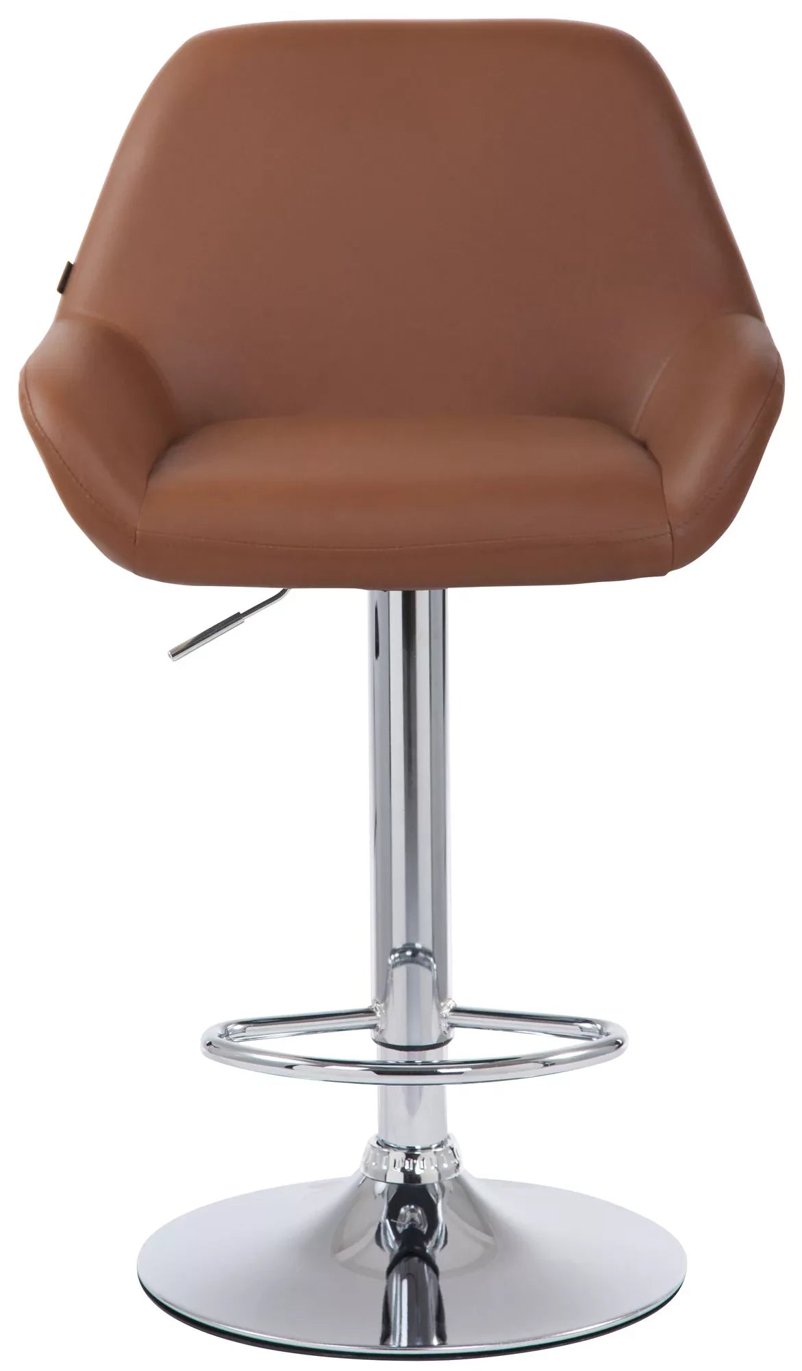 In And OutdoorMatch Luxe Barkruk Constantin - Bruin - Chroom - Luxe Design - Rugleuning - Voetensteun - Voor Keuken en Bar - Zitting Gestoffeerd - Imitatie Leder Barkrukken / hocker