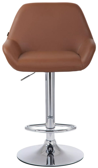 In And OutdoorMatch Luxe Barkruk Constantin - Bruin - Chroom - Luxe Design - Rugleuning - Voetensteun - Voor Keuken en Bar - Zitting Gestoffeerd - Imitatie Leder Barkrukken / hocker