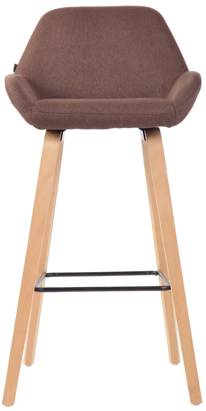 In And OutdoorMatch Luxe Barkruk Gloria - Bruin - Eiken Fineerhout - Deluxe Design - Rugleuning - Voetensteun - Voor Keuken en Bar - Gestoffeerde Zitting Barkrukken / hocker