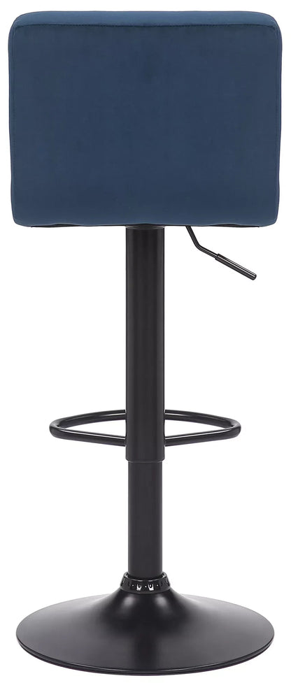 In And OutdoorMatch Luxe Barkruk Kolby - Blauw - Zwart - Fluweel - Modern Design - Rugleuning - Voetensteun - Voor Keuken en Bar - Gestoffeerde Zitting Barkrukken / hocker
