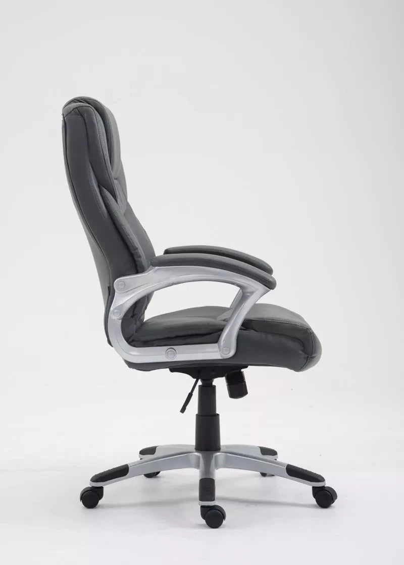 In And OutdoorMatch Luxe Bureaustoel Santuzza Grayce - kunstleer - Grijs/Zwart - Op wielen - Ergonomische bureaustoel - Voor volwassenen - In hoogte verstelbaar Bureaustoel