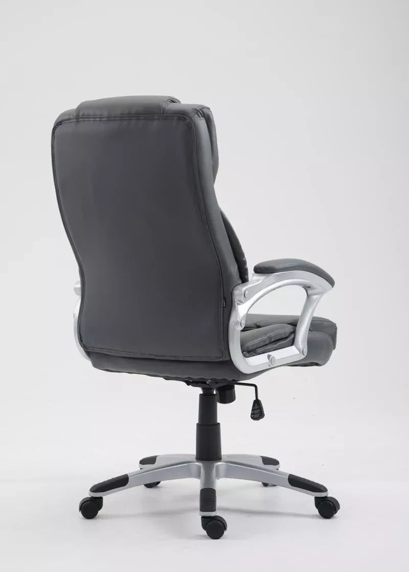In And OutdoorMatch Luxe Bureaustoel Santuzza Grayce - kunstleer - Grijs/Zwart - Op wielen - Ergonomische bureaustoel - Voor volwassenen - In hoogte verstelbaar Bureaustoel