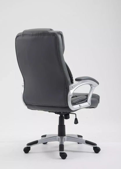 In And OutdoorMatch Luxe Bureaustoel Santuzza Grayce - kunstleer - Grijs/Zwart - Op wielen - Ergonomische bureaustoel - Voor volwassenen - In hoogte verstelbaar Bureaustoel