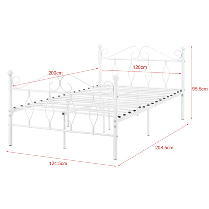 In And OutdoorMatch Metalen Bed Mabelle - Staal - Met Bedbodem - 120x200 cm - Wit - Snelle Montage Eén persoon slapen