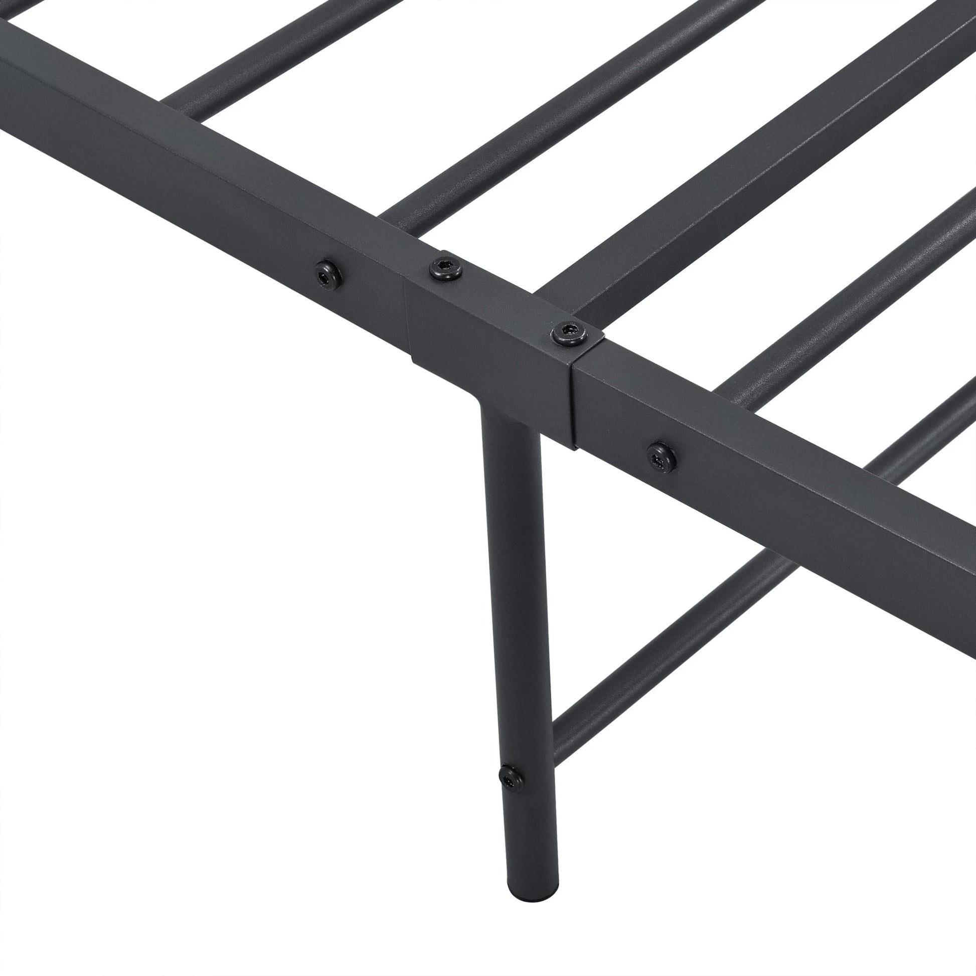 In And OutdoorMatch Metalen Bed Margot - Staal - Met Bedbodem - 90x200 cm - Zwart - Snelle Montage Eén persoon slapen