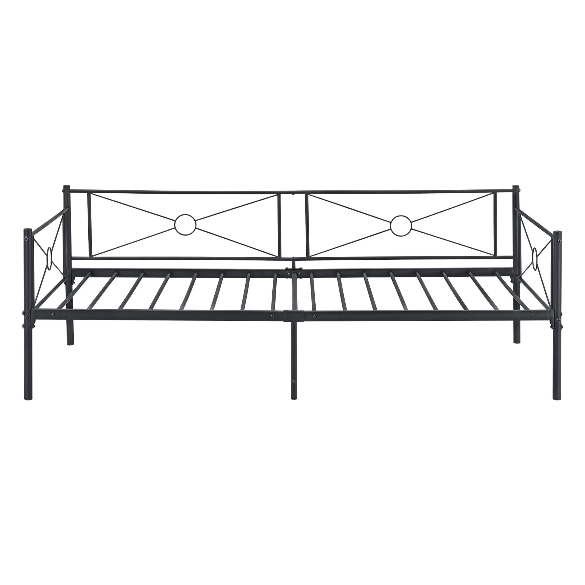 In And OutdoorMatch Metalen Bed Margot - Staal - Met Bedbodem - 90x200 cm - Zwart - Snelle Montage Eén persoon slapen