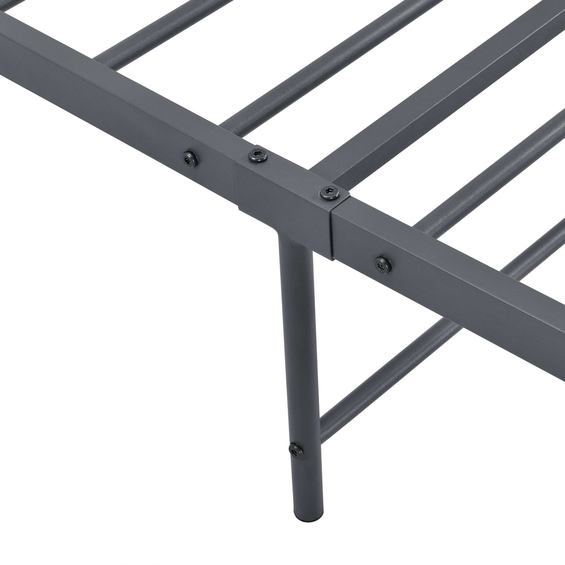In And OutdoorMatch Metalen Bed Verlie - Staal - Met Bedbodem - 90x200 cm - Donkergrijs - Snelle Montage Eén persoon slapen