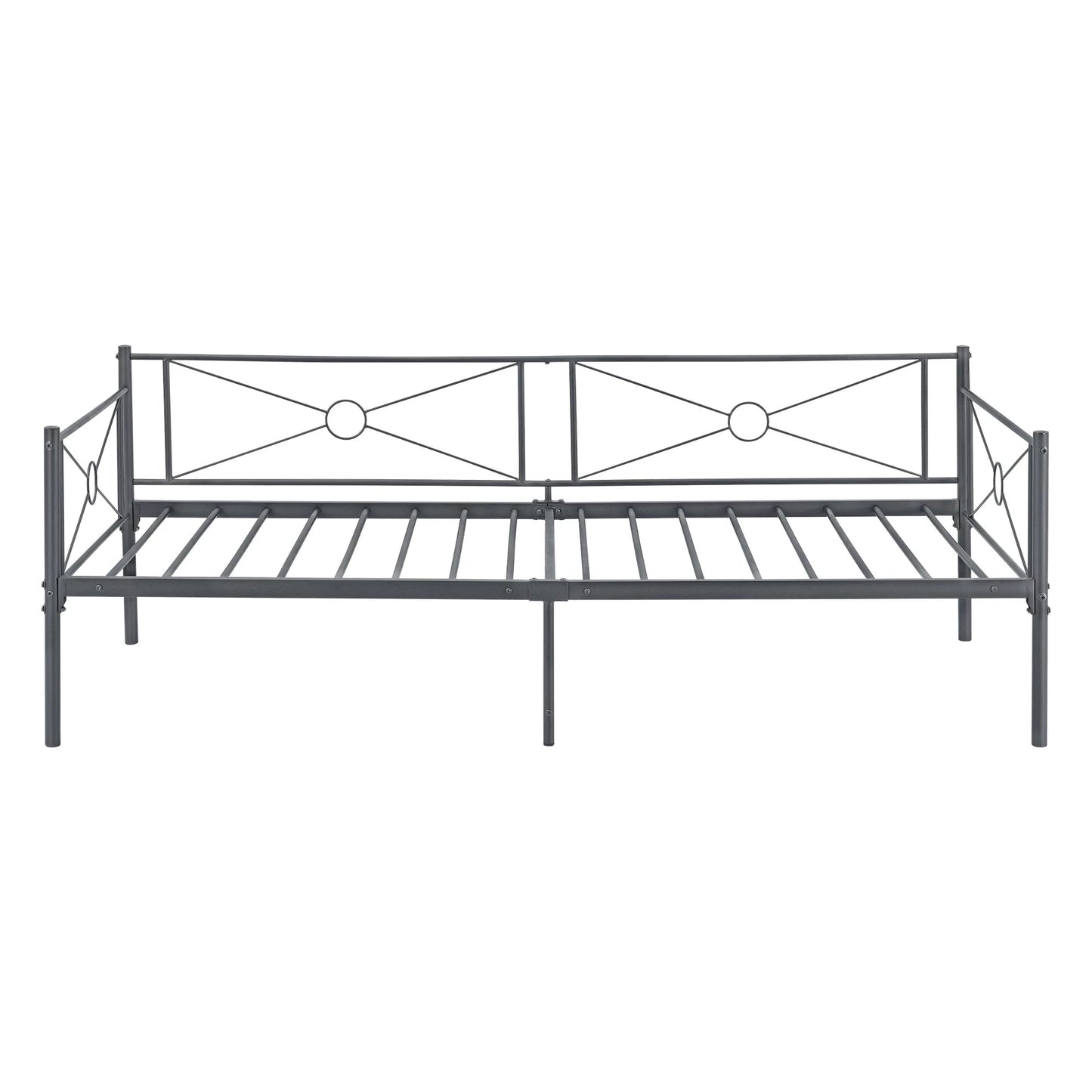 In And OutdoorMatch Metalen Bed Verlie - Staal - Met Bedbodem - 90x200 cm - Donkergrijs - Snelle Montage Eén persoon slapen