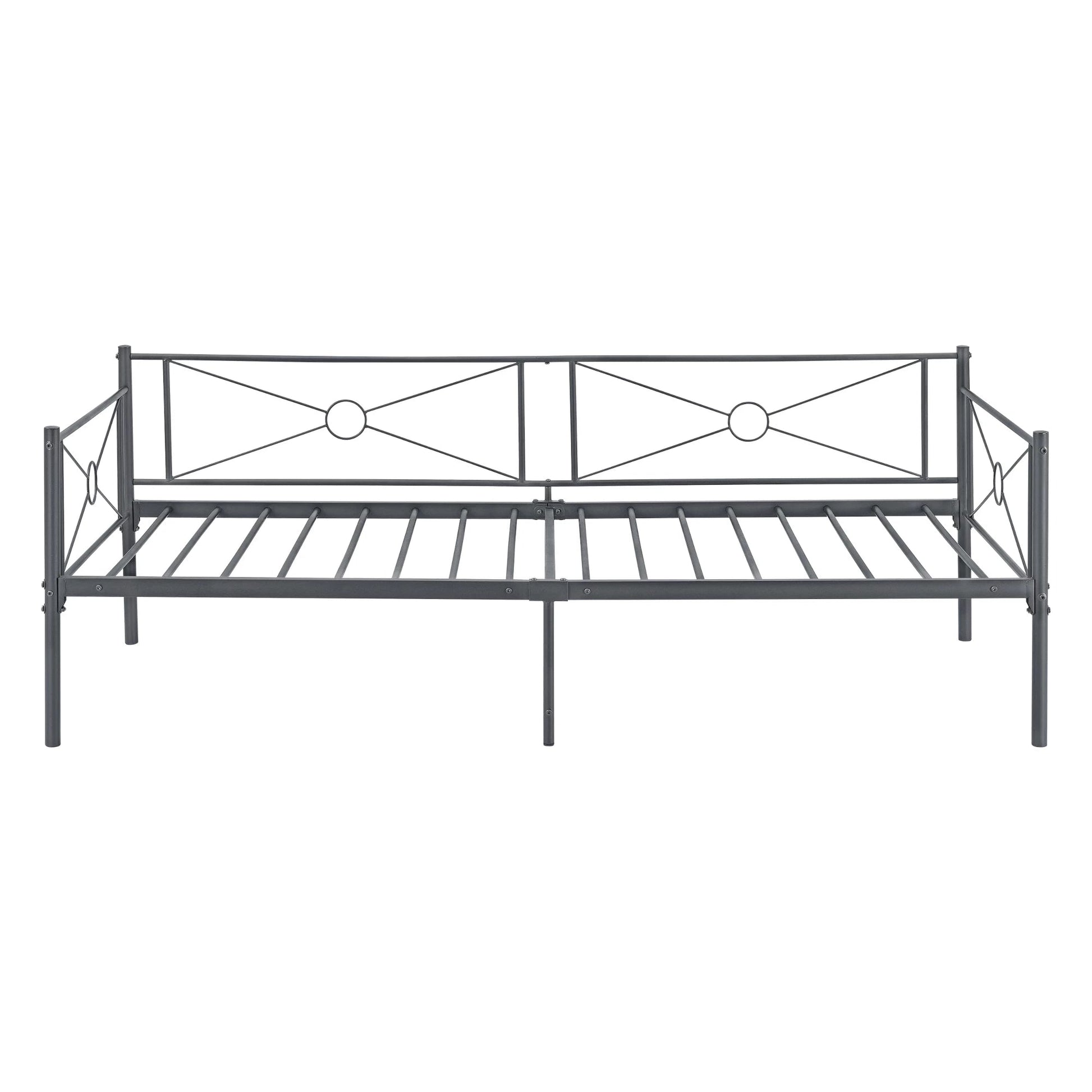 In And OutdoorMatch Metalen Bed Verlie - Staal - Met Bedbodem - 90x200 cm - Donkergrijs - Snelle Montage Eén persoon slapen