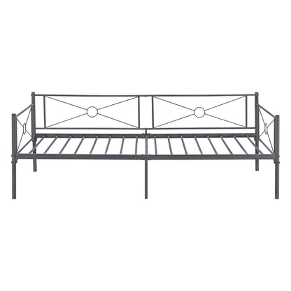 In And OutdoorMatch Metalen Bed Verlie - Staal - Met Bedbodem - 90x200 cm - Donkergrijs - Snelle Montage Eén persoon slapen
