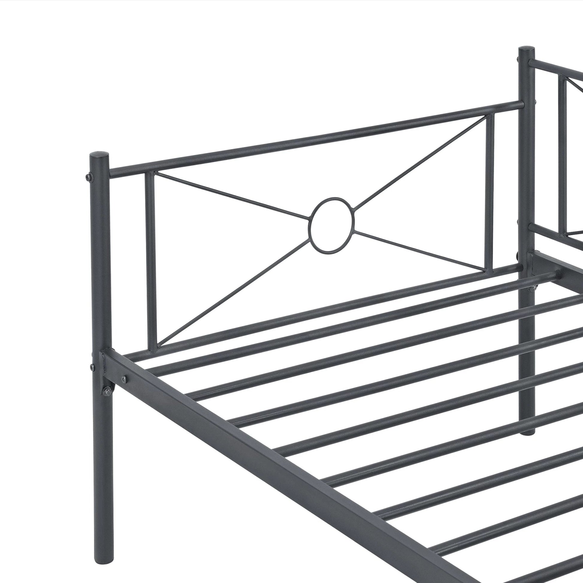 In And OutdoorMatch Metalen Bed Verlie - Staal - Met Bedbodem - 90x200 cm - Donkergrijs - Snelle Montage Eén persoon slapen