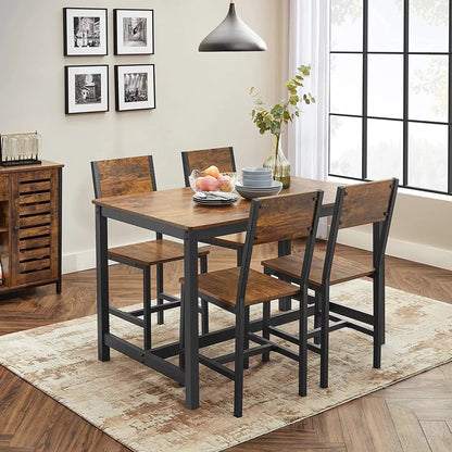 In And OutdoorMatch Metalen Frame Eetkamerstoelen Bertrand - Set van 2 - Industriële Stijl - Eetkamer - Woonkamer - Keuken - Vintage Bruin/Zwart Eetkamerstoel