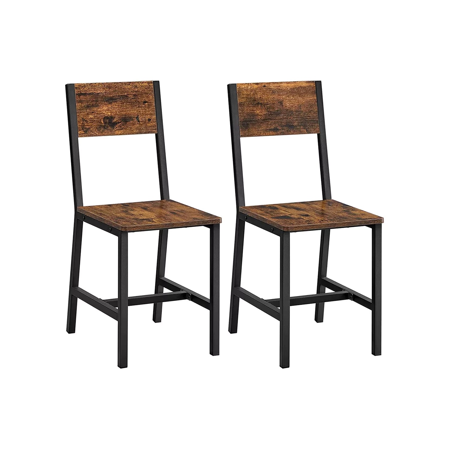 In And OutdoorMatch Metalen Frame Eetkamerstoelen Bertrand - Set van 2 - Industriële Stijl - Eetkamer - Woonkamer - Keuken - Vintage Bruin/Zwart Eetkamerstoel