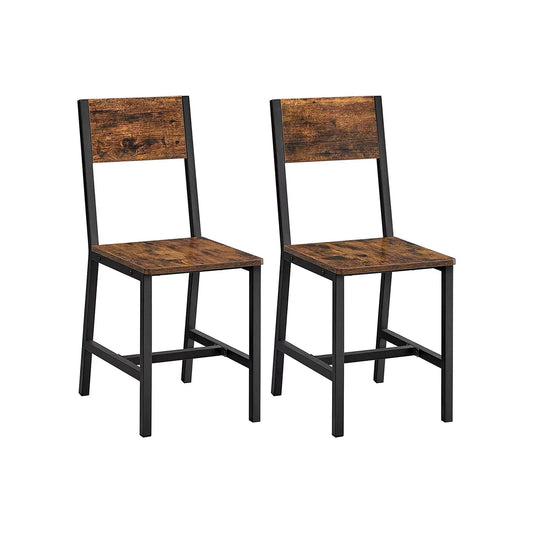 In And OutdoorMatch Metalen Frame Eetkamerstoelen Bertrand - Set van 2 - Industriële Stijl - Eetkamer - Woonkamer - Keuken - Vintage Bruin/Zwart Eetkamerstoel