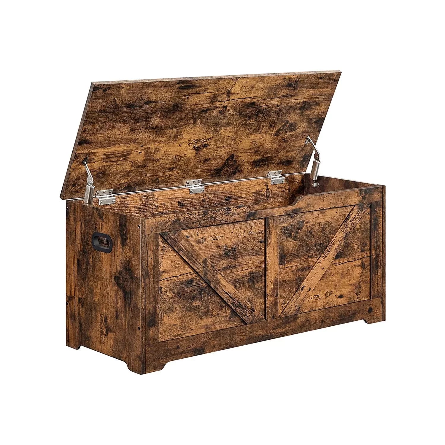 In And OutdoorMatch Opbergkast Robin - Speelgoedkist - Schoenenbank - Zitkist - Opbergdoos - Bank met opbergruimte - Landelijke Stijl - Veiligheidsscharnieren - 100x40x46cm - Vintage Bruin Opslagruimte