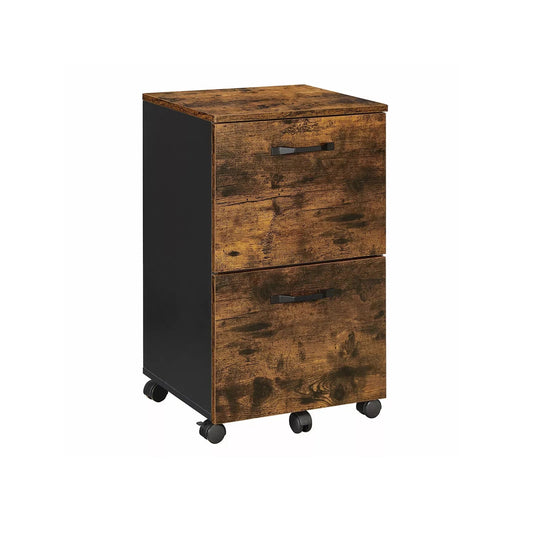 In And OutdoorMatch Rolcontainer Lulu - Archiefkast - Met 2 Laden - Kantoorkast - Industriële Stijl - Vintage Bruin/Zwart Kast
