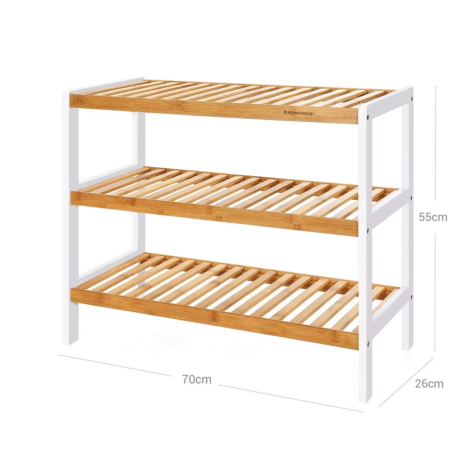 In And OutdoorMatch Schoenenbank Dena - Hout wit - Opbergruimte - Halbank - 70x55x26cm shoe rack