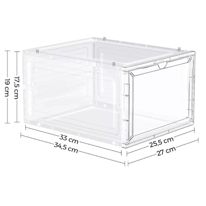 In And OutdoorMatch Schoenendozen Chaim - kunststof schoenenopberger - met deur - transparant - set van 6 - stapelbaar - eenvoudige montage 27x34,5x19 cm - voor schoenen tot maat 45 - wit shoebox