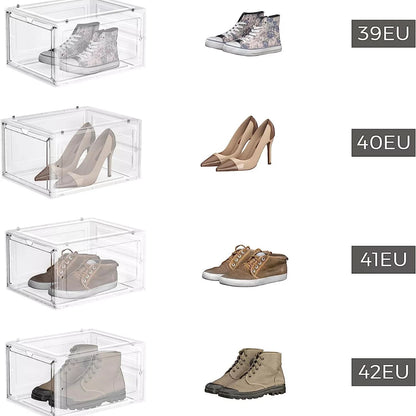 In And OutdoorMatch Schoenendozen Chaim - kunststof schoenenopberger - met deur - transparant - set van 6 - stapelbaar - eenvoudige montage 27x34,5x19 cm - voor schoenen tot maat 45 - wit shoebox