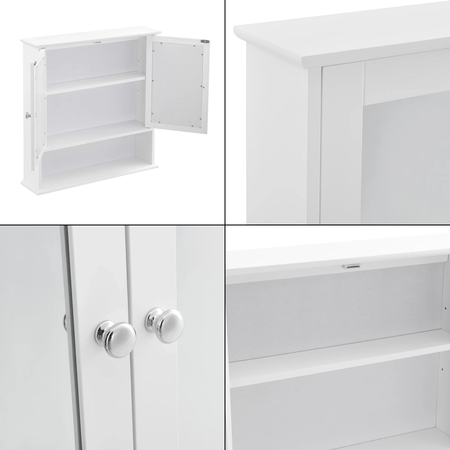 In And OutdoorMatch Spiegelkast Kira - Voor Wandmontage - MDF - 58x56x13 cm - Wit - Stijlvol Design Badkamerkast