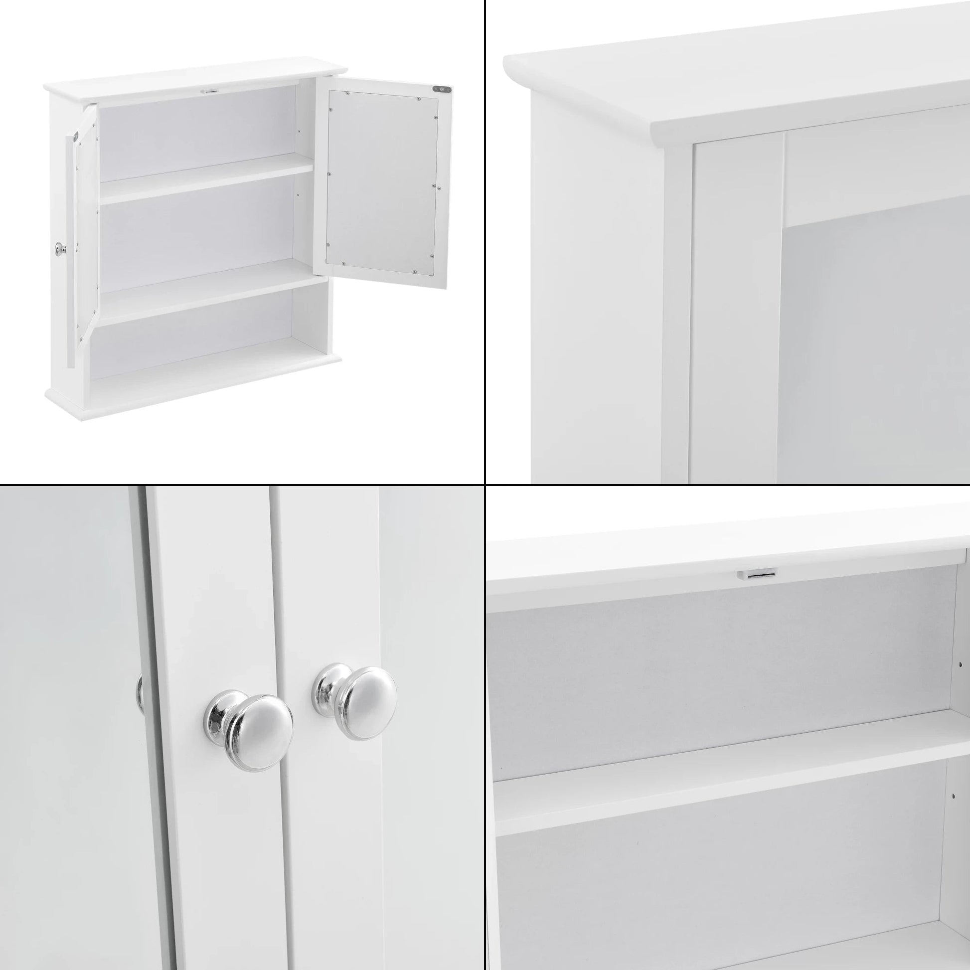 In And OutdoorMatch Spiegelkast Kira - Voor Wandmontage - MDF - 58x56x13 cm - Wit - Stijlvol Design Badkamerkast