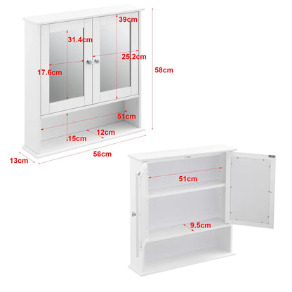In And OutdoorMatch Spiegelkast Kira - Voor Wandmontage - MDF - 58x56x13 cm - Wit - Stijlvol Design Badkamerkast