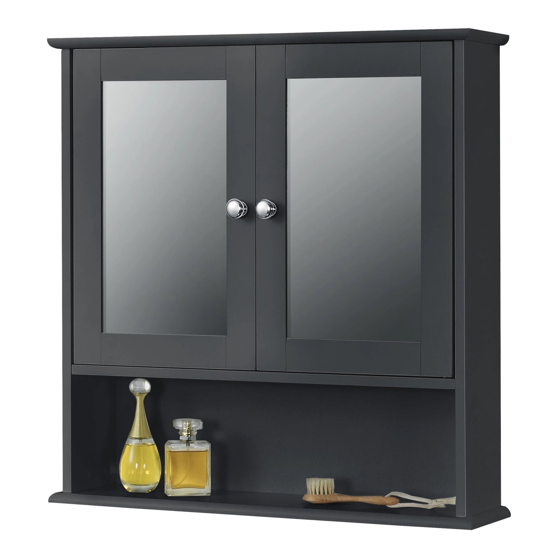 In And OutdoorMatch Spiegelkast Octavia - Voor Wandmontage - MDF - 58x56x13 cm - Donkergrijs - Stijlvol Design Badkamerkast