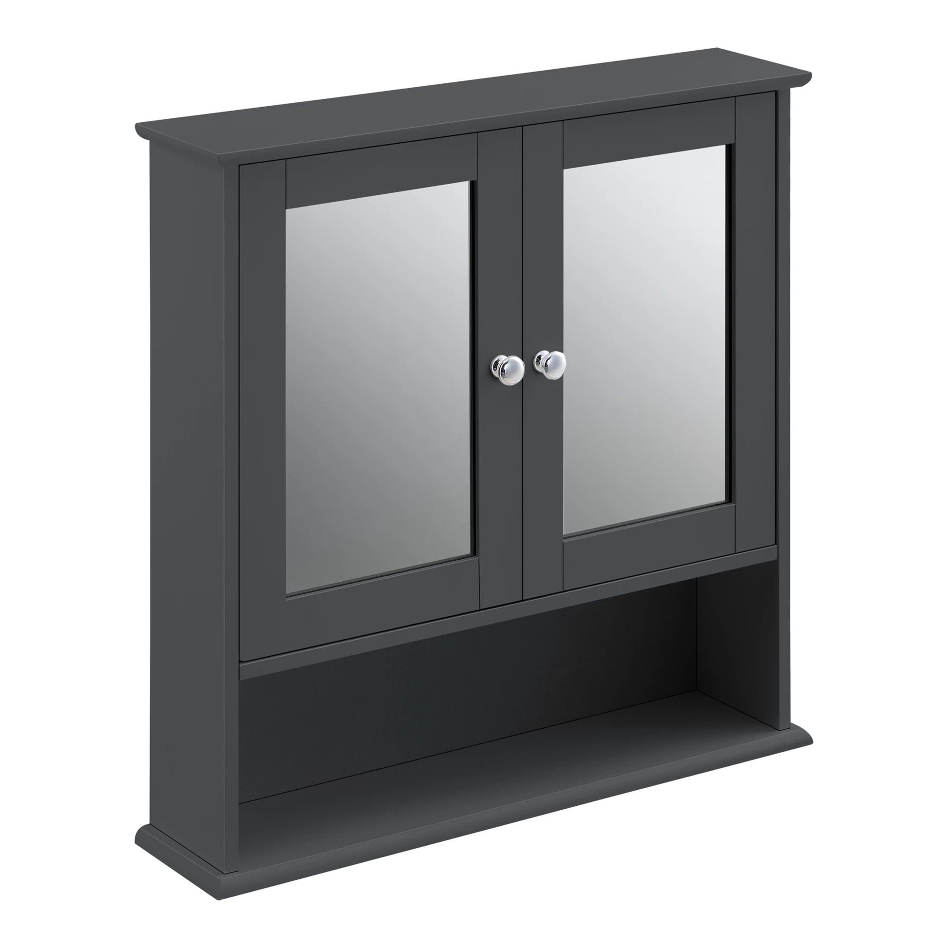 In And OutdoorMatch Spiegelkast Octavia - Voor Wandmontage - MDF - 58x56x13 cm - Donkergrijs - Stijlvol Design Badkamerkast