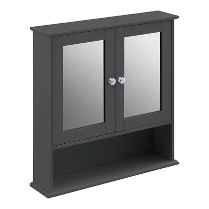 In And OutdoorMatch Spiegelkast Octavia - Voor Wandmontage - MDF - 58x56x13 cm - Donkergrijs - Stijlvol Design Badkamerkast