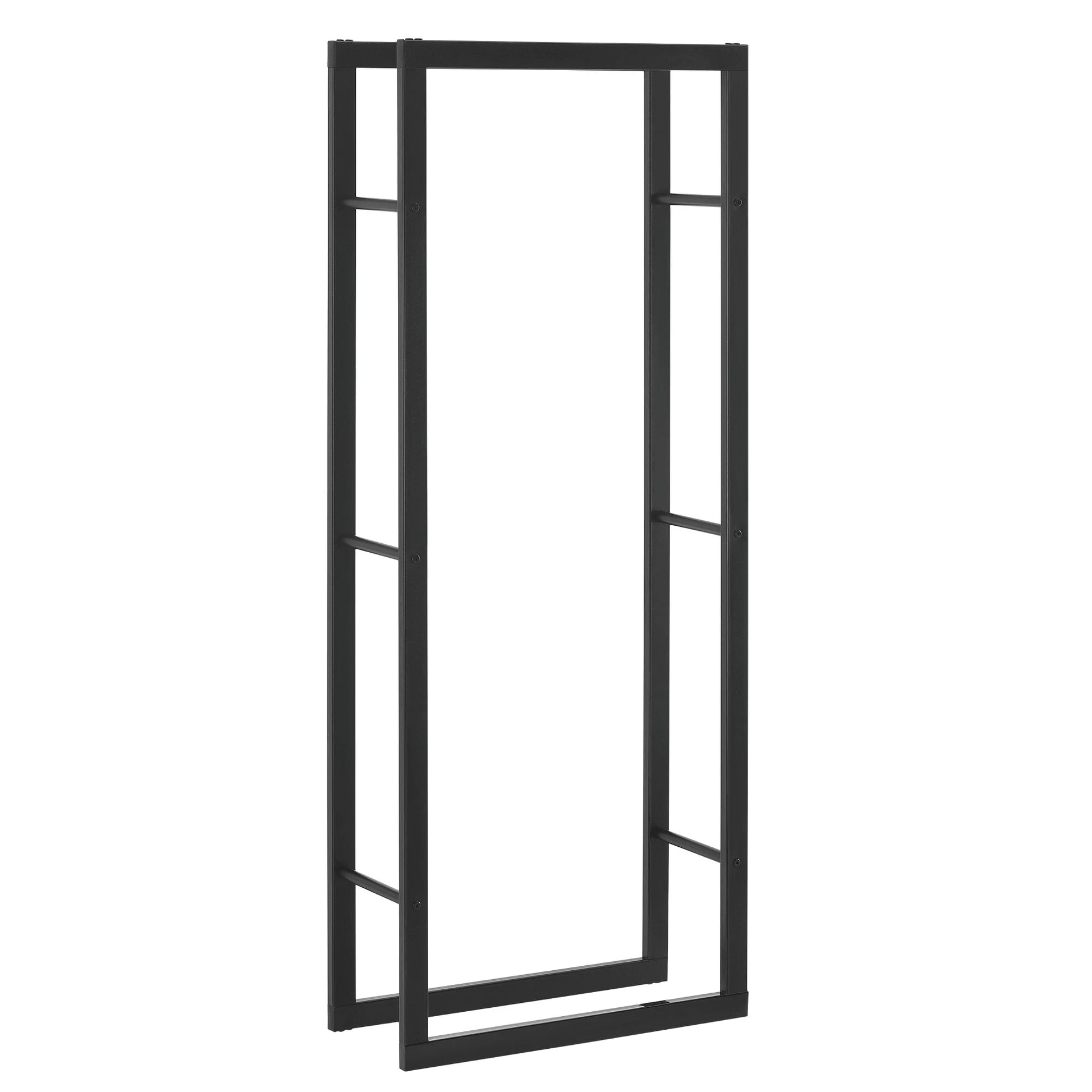 In And OutdoorMatch Stalen Brandhoutrek Cameron - Houtopslag - Zwart - 60x150x25cm Houtrek