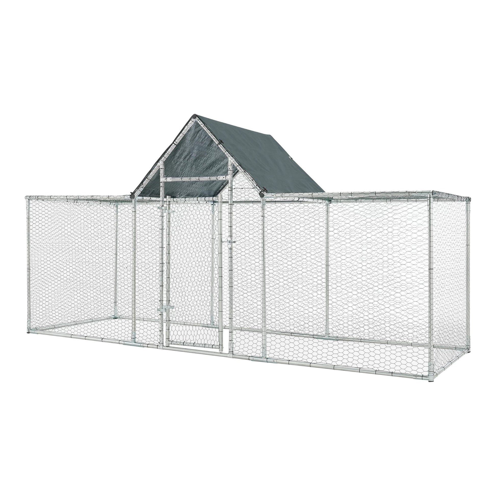 In And OutdoorMatch Stalen kippenhok Arno - Buitenverblijf - 3x1x1-15 m - UV-bestendig - Waterdicht - Dierenkooi