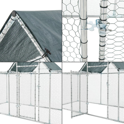 In And OutdoorMatch Stalen kippenhok Arno - Buitenverblijf - 3x1x1-15 m - UV-bestendig - Waterdicht - Dierenkooi