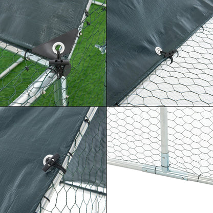 In And OutdoorMatch Stalen kippenhok Arno - Buitenverblijf - 3x1x1-15 m - UV-bestendig - Waterdicht - Dierenkooi
