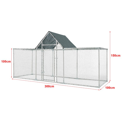 In And OutdoorMatch Stalen kippenhok Arno - Buitenverblijf - 3x1x1-15 m - UV-bestendig - Waterdicht - Dierenkooi
