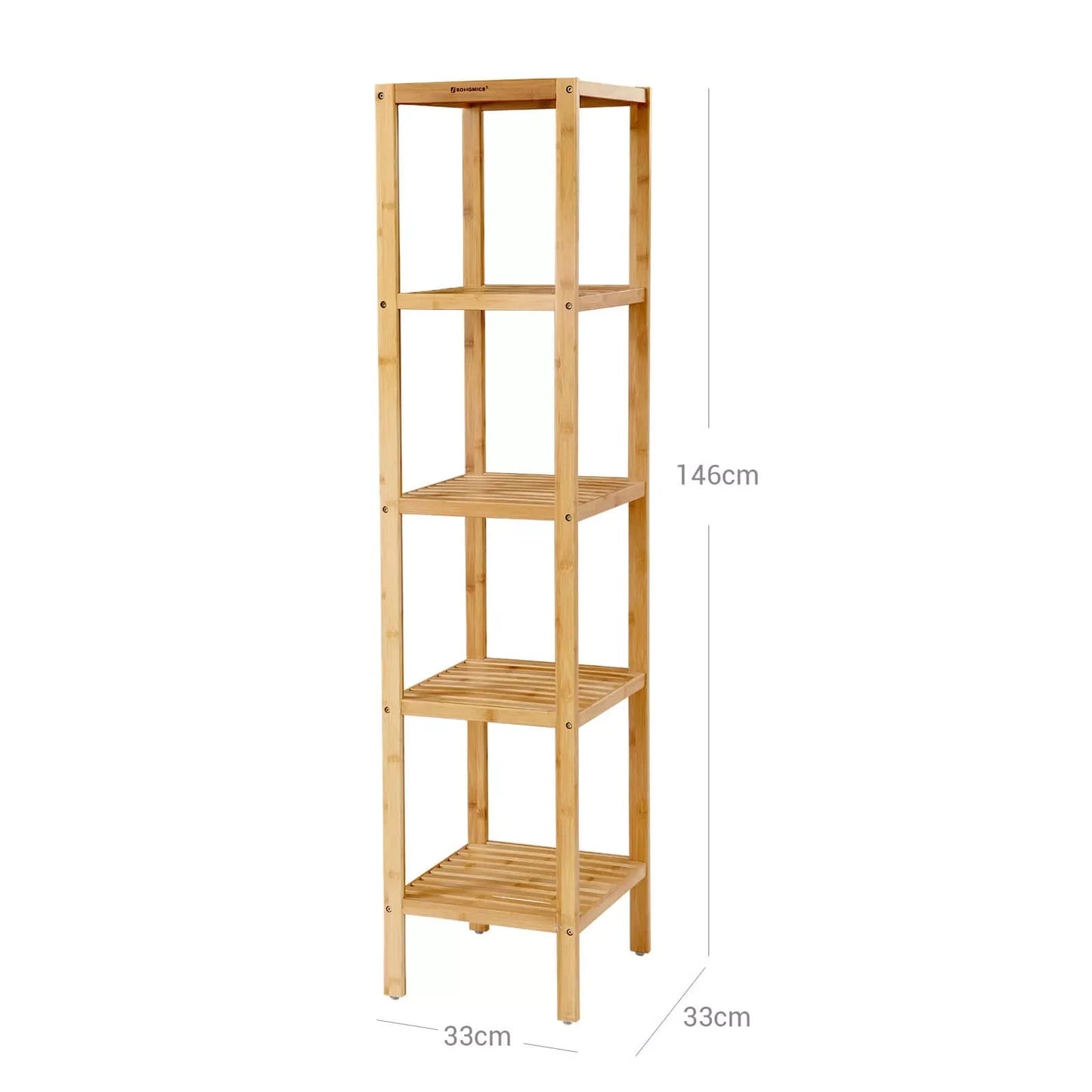 In And OutdoorMatch Stellingkast hout Gabrielle - Met 5 planken - Opbergrek - 33x33x146cm Kast