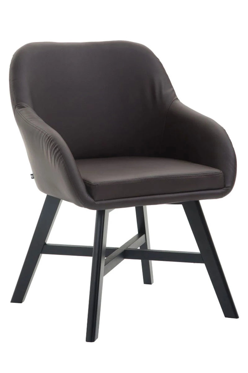 In And OutdoorMatch Stoel Brant - Zwart - Zwarte Stoel - Bezoekersstoel - Eetkamerstoel - Kunstleer - Hoge Kwaliteit Bekleding - Moderne Stijl Stoel - Speelse Bezoekersstoel Eetkamerstoel