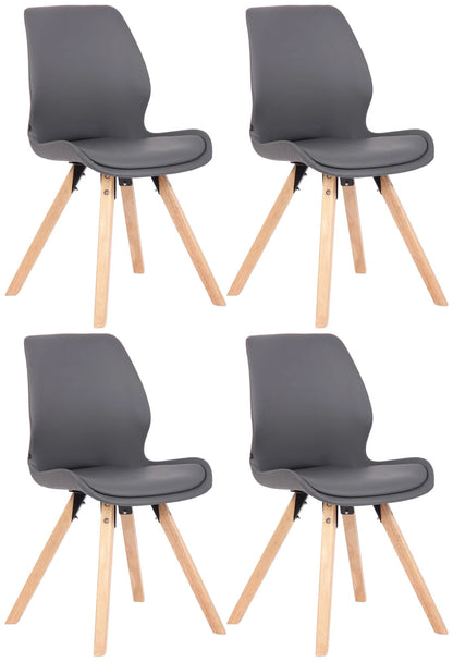 In And OutdoorMatch Stoel Les - Grijs - Set van 4 - Kunstleer - Hoogwaardige bekleding - Stijlvolle stoel - Luxe uitstraling Eetkamerstoel