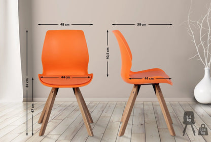 In And OutdoorMatch Stoel Linnie - Oranje - Set van 2 - Kunststof - Hoge kwaliteit bekleding - Stijlvolle stoel - Luxe uitstraling Eetkamerstoel