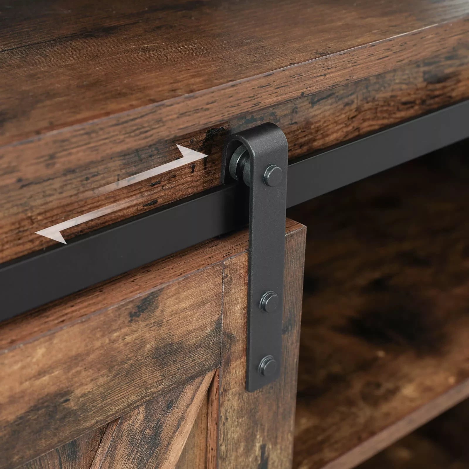 In And OutdoorMatch TV Kast Davon - TV Tafel met 2 Schuifdeuren - Voor TV&#39;s t/m 60 inch - Met Verstelbare Planken - Industrieel Design - Vintage Bruin/Zwart Kast